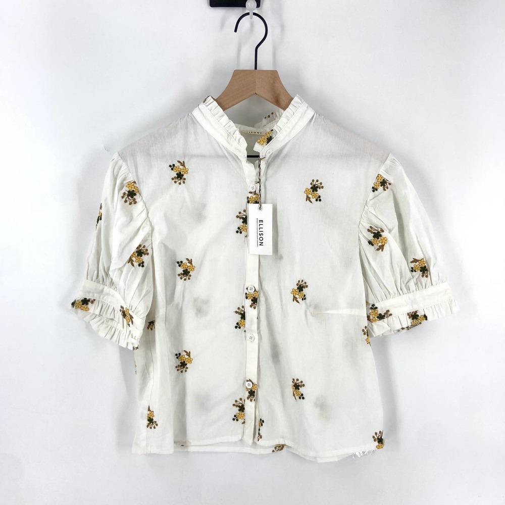 Ellison NWT White Cottage Style Embroidered Blouse Size Small